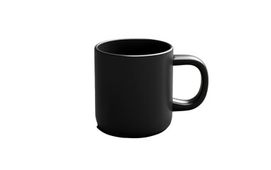 Black Coffee Mug. A black coffee mug is creating a stark contrast. on White or PNG Transparent Background.