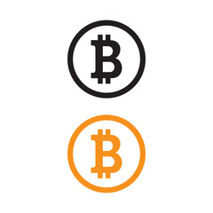  Icono de Bitcoin sobre un fondo blanco aislado. Vista de frente y de cerca. Copy space