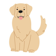 Golden Retriever 1 cute on a white background, png illustration.