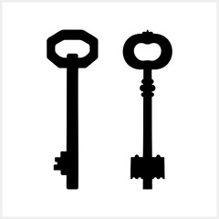 Doodle key icon isolated. Hand drawn art. Stencil vector stock illustration. EPS 10