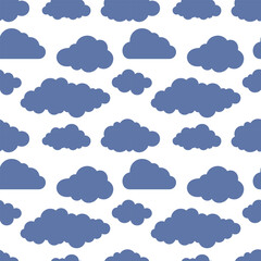 Blue cloud seamless pattern isolated Stencil Vector stock illustration EPS 10