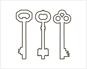 Doodle key icon isolated. Hand drawn art line. Sketch vector stock illustration. EPS 10