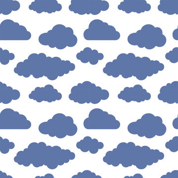Blue cloud seamless pattern isolated Stencil Vector stock illustration EPS 10