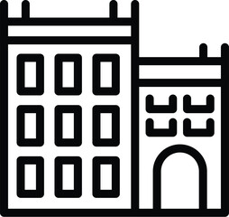 Warsaw architecture masterpiece icon outline vector. Historical square building. Metropolis fortress heritage