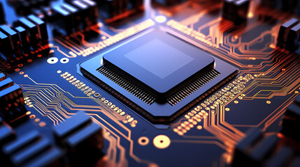 Fototapeta na wymiar Close-up view of computer microchip