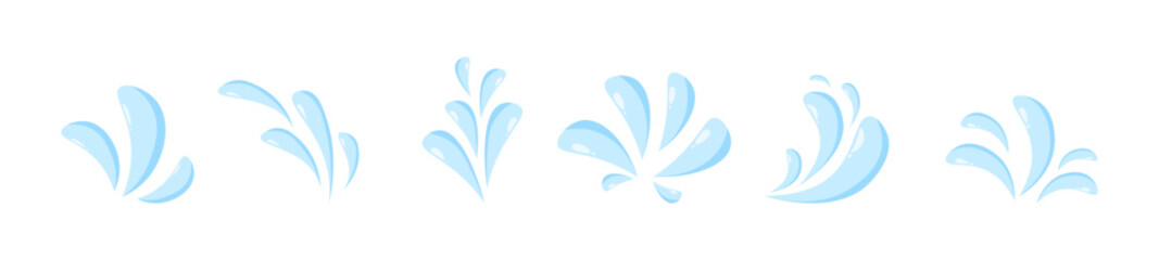 Blue water drops raindrop splashes shape flat illustration vector - obrazy, fototapety, plakaty