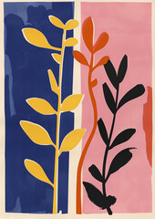 Vintage Matisse Poster: Abstract Flowers with Organic Shapes