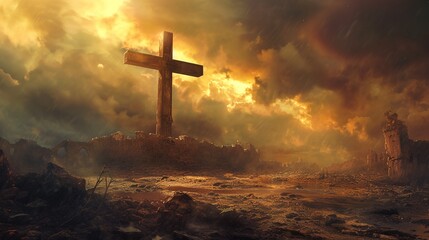Redemption and Salvation: The Cross and Crucifixion of Jesus - obrazy, fototapety, plakaty