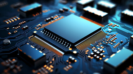 Fototapeta na wymiar Close-up view of computer microchip