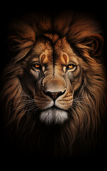 Regal Spirit: Lion Head Portrait in Golden Light