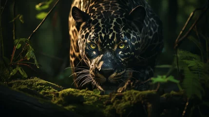 Crédence de cuisine en verre imprimé Léopard photography close up of a leopard in the forest 