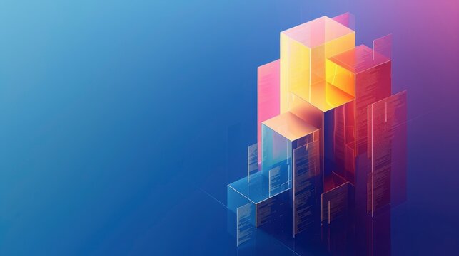 A 3D banner showcasing a dynamic code snippet transforming into a finished software product, symbolizing the software development process