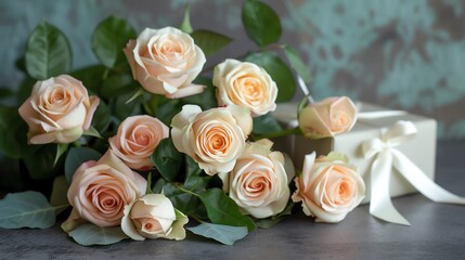 Elegant bouquet of roses. Ai generated image