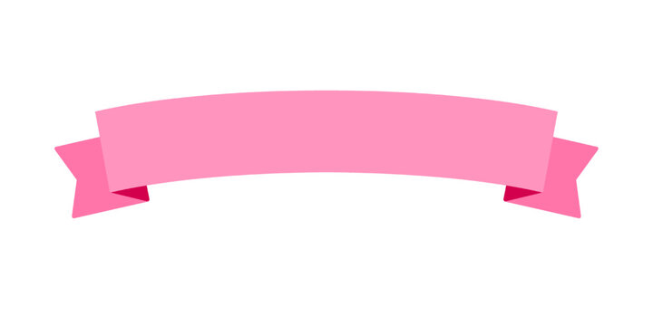 pink ribbon banner illustration isolated on white and transparent background. minimalism and blank for text