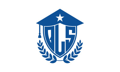 QLS three letter iconic academic logo design vector template. monogram, abstract, school, college, university, graduation cap symbol logo, shield, model, institute, educational, coaching canter, tech