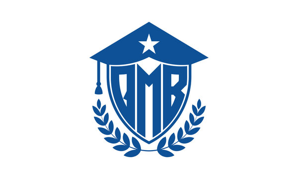 QMB three letter iconic academic logo design vector template. monogram, abstract, school, college, university, graduation cap symbol logo, shield, model, institute, educational, coaching canter, tech
