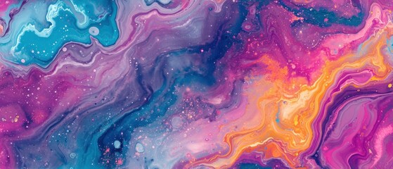 Colorful abstract marbling art with vivid swirling patterns - obrazy, fototapety, plakaty