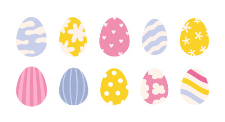 Easter eggs in pastel colors set