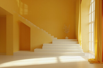 Scandinavian minimalist interior in Yellow colors. AI Generated