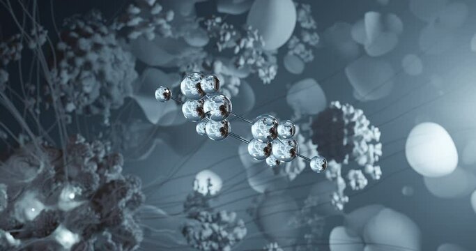 Phenol rotating 3d molecule, molecular structure of carbolic acid, seamless video