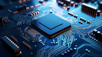 Close-up view of computer microchip