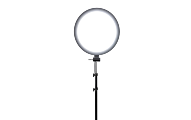 Light on Top of Tripod. A photo featuring a light mounted on a tripod, providing illumination for a specific area. on White or PNG Transparent Background.