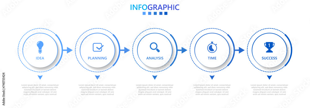 Poster infographic template for business. modern timeline infographic with 5 steps.