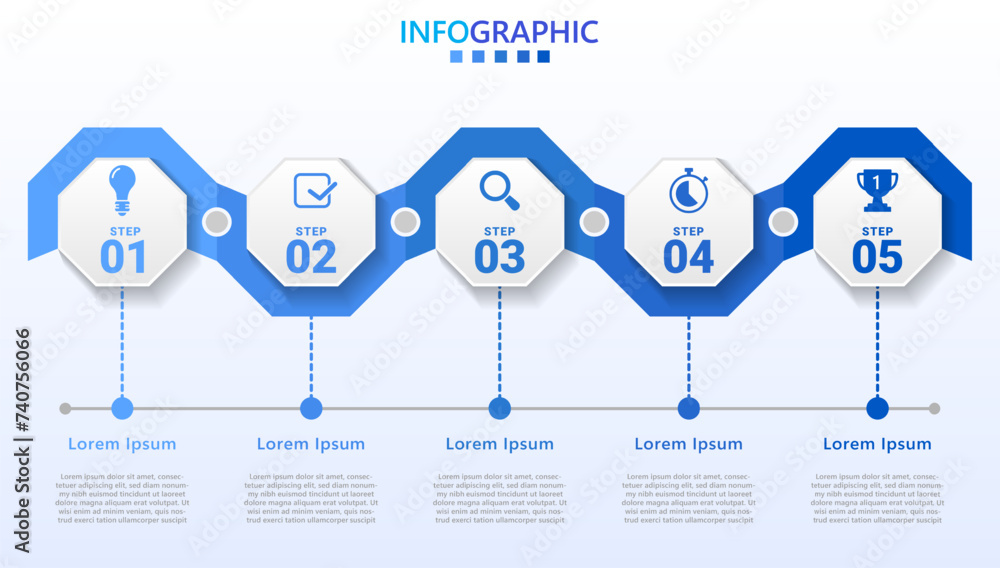 Poster infographic template for business. modern timeline infographic with 5 steps.