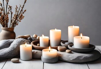 Fototapeta na wymiar candles arraigned on tables