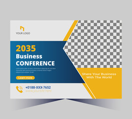 Obraz premium Conference flyer and invitation banner template design.
