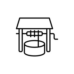 Water well outline icons, minimalist vector illustration ,simple transparent graphic element .Isolated on white background