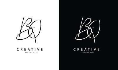 Monogram Letter BQ Logo Design. Black and White Logo. Usable for Business Logos. Flat Vector Logo Design Template