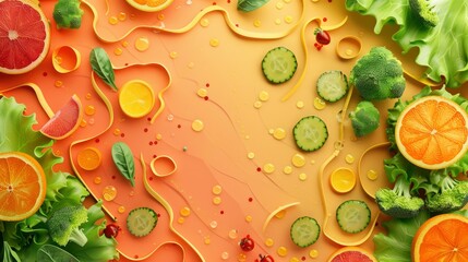 A 3D illustrations of handcraft paper made a background with text space for Salad Bar