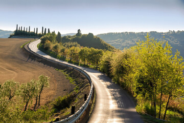 Fototapeta premium asphalt road with the nature on the background, italian landscape