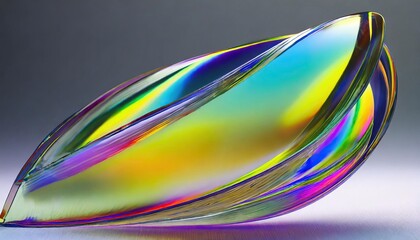 Chromatic glass material abstract fluid shape 