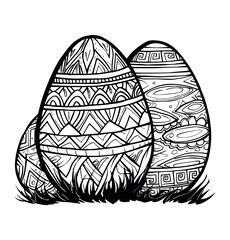 Easter egg illustration coloring page for kids - coloring book