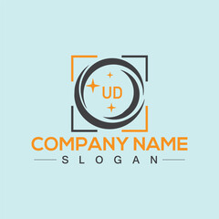 Minimal Initial UD Logo Design with Handwriting Style Vector and Illustration