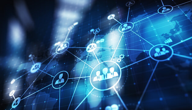 Mixed media, HR, Human resources and global recruitment, outsourcing concept on virtual screen.