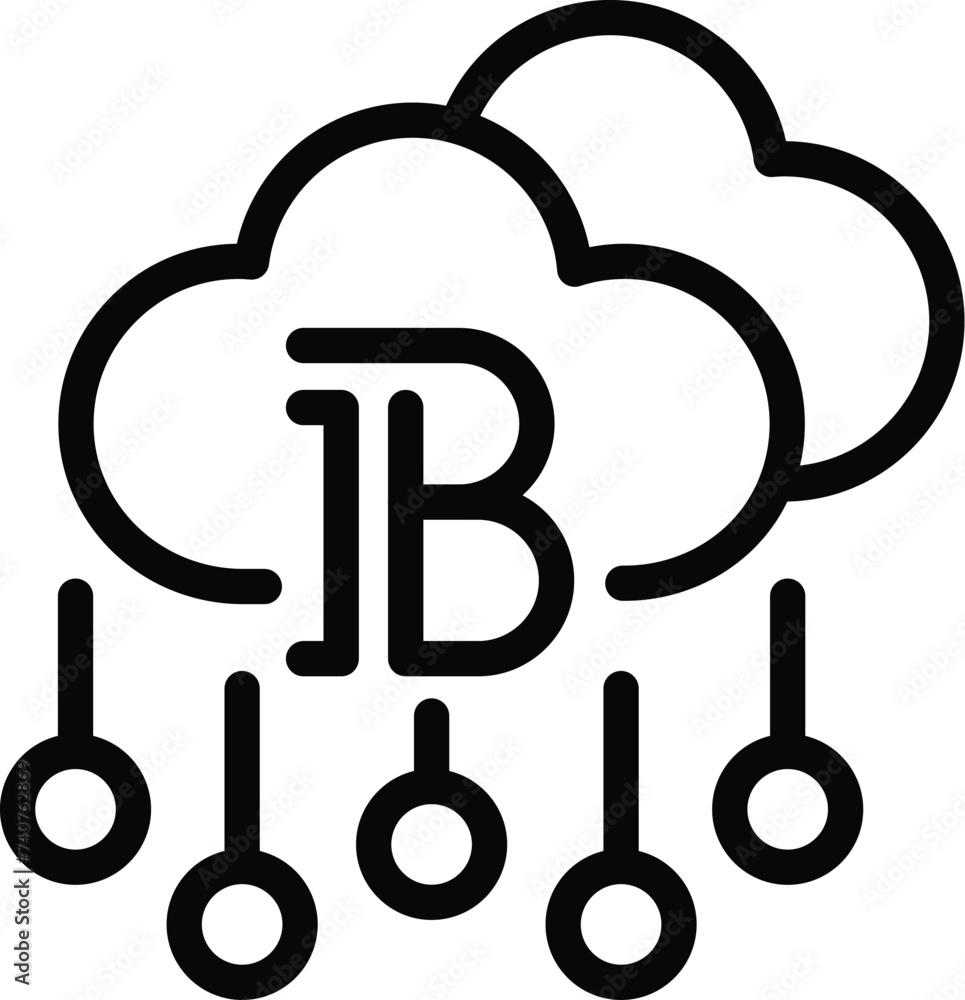 Poster bitcoin investment icon outline vector. cryptocurrency storage. cloud computing system
