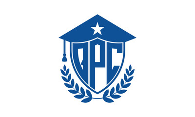 QPC three letter iconic academic logo design vector template. monogram, abstract, school, college, university, graduation cap symbol logo, shield, model, institute, educational, coaching canter, tech