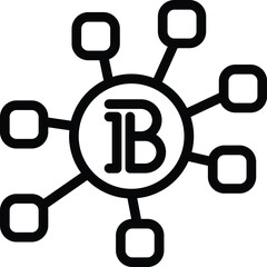 Bitcoin currency icon outline vector. Digital transaction. Blockchain online system