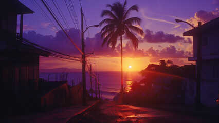 Ektachrome Dreams: A Beautiful Sunset in a South Pacific Village