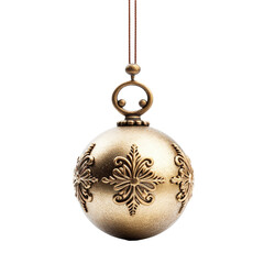 Ornament hanging in snow during christmas isolated on transparent background