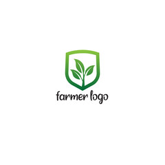 Farmer leaf logo flat vector design