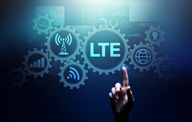 LTE band, mobile internet and telecommunication technology concept on virtual screen.