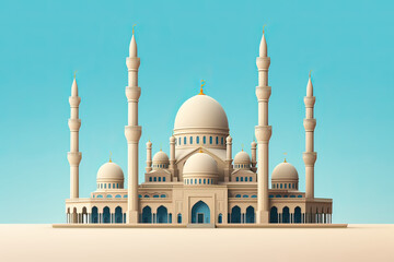 Fototapeta na wymiar Majestic Celebrations: Crafting an Elegant Mosque for Eid Concept
