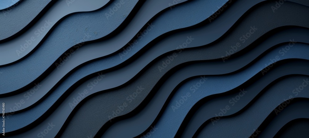 Poster dark matte abstract 3d wavy smooth background with a modern aesthetic concept for design projects.