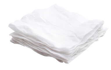 Stack of White Napkins. A neat and orderly stack of white napkins sitting on top of each other, ready for use or storage. on White or PNG Transparent Background.