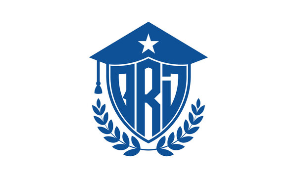QRD three letter iconic academic logo design vector template. monogram, abstract, school, college, university, graduation cap symbol logo, shield, model, institute, educational, coaching canter, tech