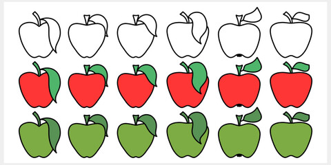 Doodle apple with leaf isolated. Food fruit. Hand drawn line art. Sketch clipart. Vector stock illustration. EPS 10